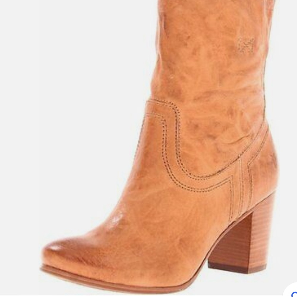 Frye Carson mid heel short boot 6.5 camel